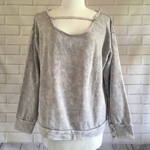 LNA Cutout Gray Acidwash Sweatshirt Size Medium